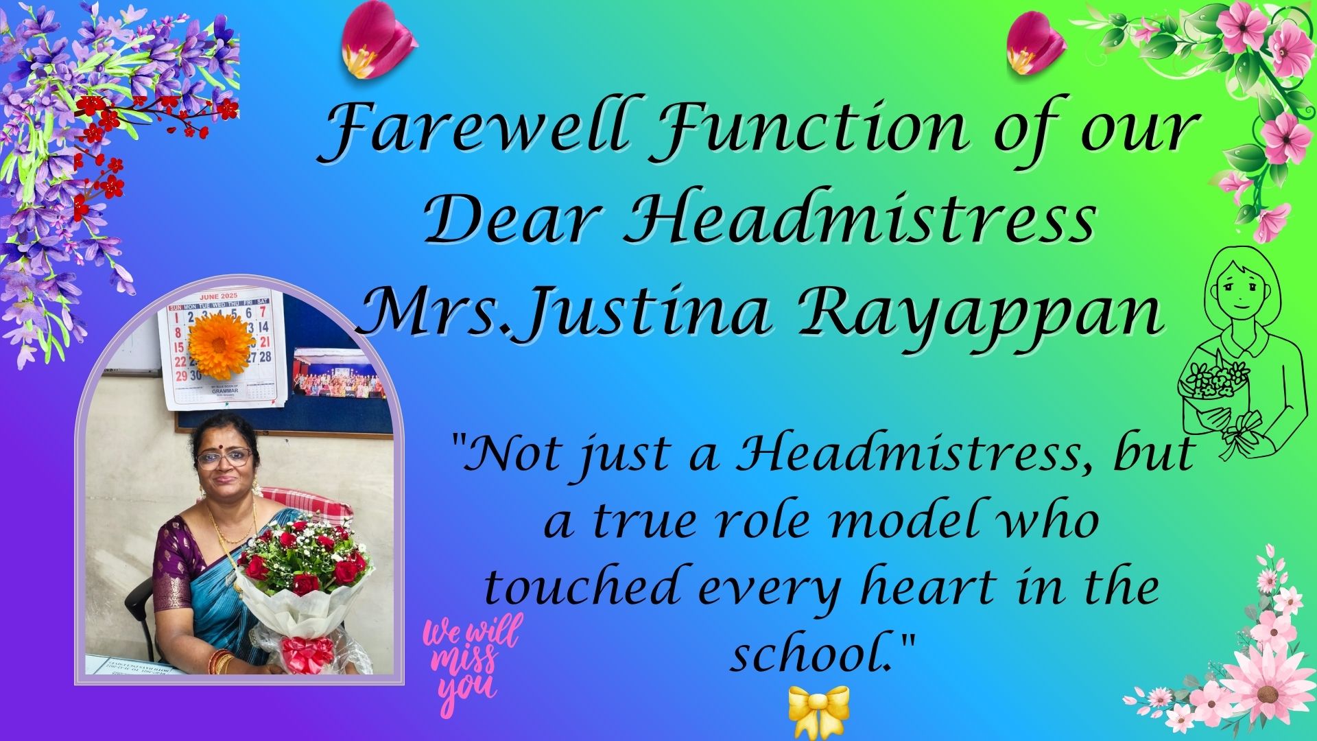 Farewell Function of our Dear Headmistress Mrs.Justina Rayappan